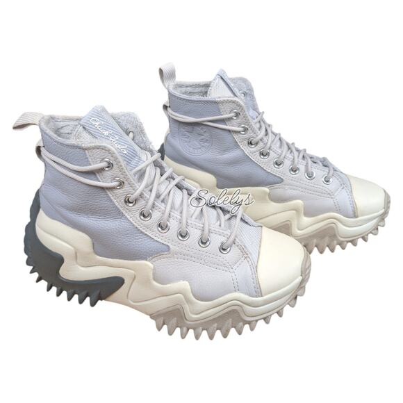 Converse Run Star Motion Gravel Stone Leather Platform Cozy Faux Fur Sneaker 9 - Picture 5 of 10